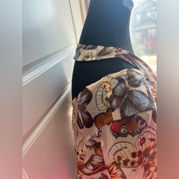 NWOT Moulinette Soeurs Anthropologie Silk Butterfly Blouse Flutter Sleeve Size 4 - Picture 5 of 9